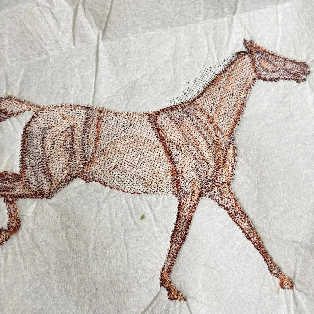 Vintage Arabian & Thoroughbred Horse Handmade Embroidery Sew On - Lot of 2
